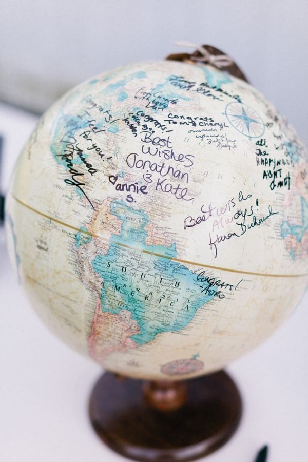 use a globe as a guest book