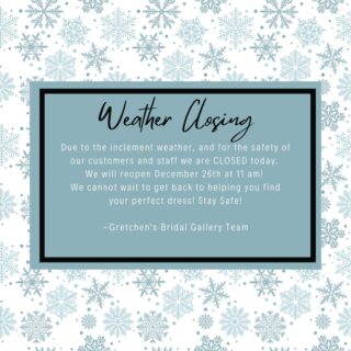 Due to inclement weather we will be closed today December 23rd. If you had an appointment today you have been contacted. We will happily work with your schedules and are willing to stay past our closing times to make up for lost appointments today. Stay warm and safe today! Can't wait to see you when we reopen on the 26th! ❄️